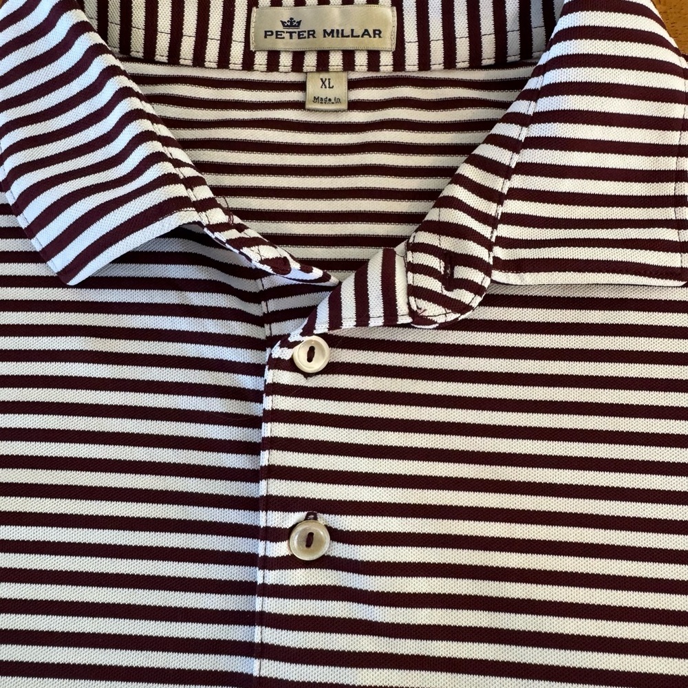 Peter Millar Men's XL Striped Golf Polo Shirt Activewear